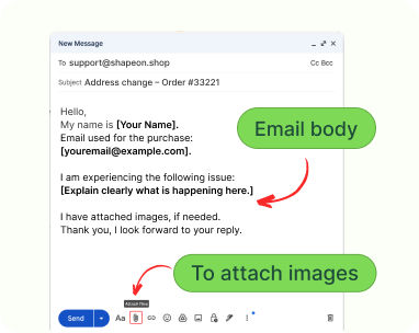 Screenshot showing email body